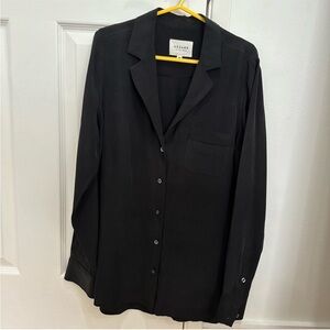 RARE EUC Sézane Florence Silk Shirt in Black Sz 2/34